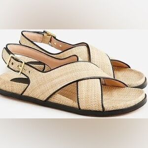 J Crew Colbie crisscross slingback sandals in raffia